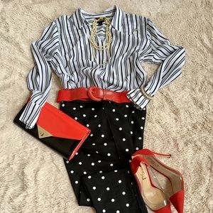 Worthington Long-Sleeve Button-Down Striped Blouse